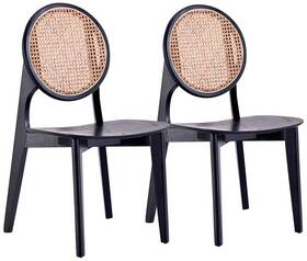 Manhattan Comfort Dcca11-bk Versailles Matte Black Wood Round Dining Chairs Set Of 2