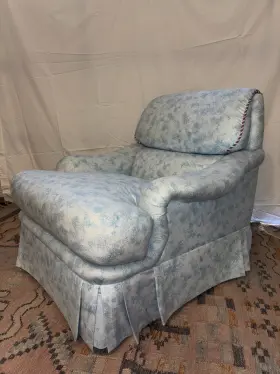 1538-36 Marge Carson Oversized Skirted Lounge Chair Upholstered 1990