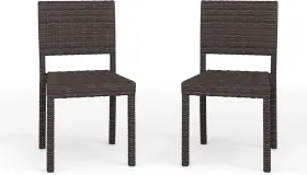 2-lts-1142-br-ms Martha Stewart Bedford Stackable Patio Chairs Rattan Wicker Brown Set Of 2