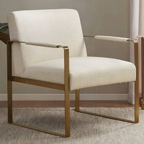 Martha Stewart Mt100-0123 Jayco Cream Velvet Fabric Accent Chair