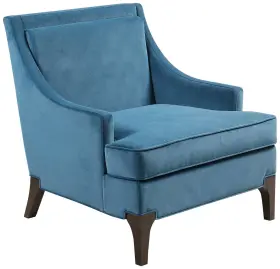 Mt100-0155 Martha Stewart Anna Blue Jacquard Fabric Accent Armchair