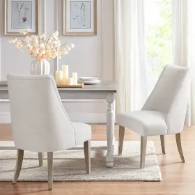 Mt108-0154 Martha Stewart Winfield Ivory Fabric Dining Chairs Set Of 2