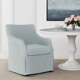 Martha Stewart Mt108-0182 London Upholstered Skirted Dining Arm Chair With Casters Curved