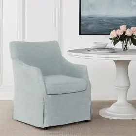 Mt108-0182 Martha Stewart London Upholstered Skirted Dining Arm Chair With Casters Curved