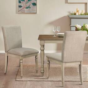 Martha Stewart Mt108-1186 Fiona Light Gray Fabric Dining Chairs Set Of 2