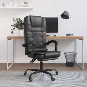 Massage Office Chair Black Faux Leather Metal Plywood Foam 720287202394