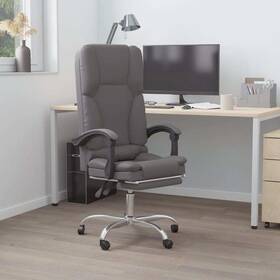 Massage Office Chair Grey Faux Leather Metal Plywood Medium 720287202325