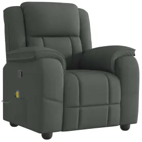 Massage Recliner Chair Dark Gray Polyester Single 721102965371