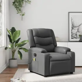 Massage Recliner Chair Gray Faux Leather Metal Plywood Large 721012370838