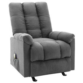 Massage Reclining Chair Light Grey Polyester Fabric Medium 720286030653