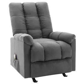 Massage Reclining Chair Light Grey Polyester Fabric Medium 720286030653