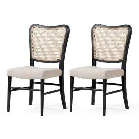 Ml354001-wdc-bk-u-b Maven Lane Vera Wooden Dining Chair Antique Black And Dove Weave Fabric 2pc Used
