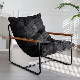 Ant-c01-bk Maxyoyo Modern Accent Chair Comfy Living Standard Black Corded Fabric