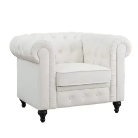 53823mk Maykoosh Mid Century Arm Chair With Rolled Arms And Tufted Cushion In White