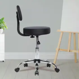 Maykoosh 744110246186 Faux Leather Adjustable Height 360 Swivel Ergonomic Stool Chair In Black With
