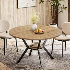 Mechyin Hh-14 42 Inch Round Dining Table For 2 4 Farmhouse 8-natural Wood