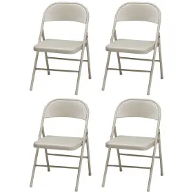023.34.004-u-b Meco Sudden Comfort All Steel Indoor Outdoor Folding Chair Buff Lace 4pc Used
