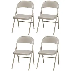 033.09.004-u-b Meco Sudden Comfort All Steel Folding Chair Set Buff Of 4 Used