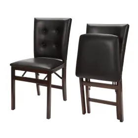 0355.6k972 Meco Stakmore Parson S Folding Chair Espresso Bonded Leather Finish 16d X 17w
