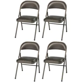 037.02.5b4 Meco Sudden Comfort Deluxe Cinnabar Vinyl Seat Padded Folding Chair Set Of 4