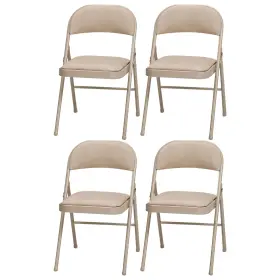 037.09.3z4-u-a Meco Sudden Comfort Sand Fabric Padded Folding Chair Buff Set Of 4 Open Box