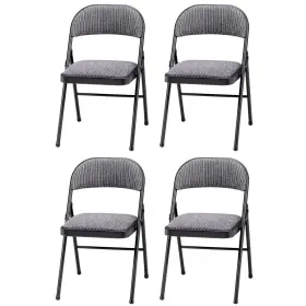 037.49.3x4-u-b Meco Sudden Comfort Deluxe Mist Fabric Padded Folding Chair Black 4pc Used