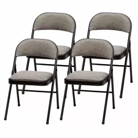 037.49.4c4-u-c Meco Sudden Comfort Metal Fabric Padded Folding Chair Black 4 Pack For Parts