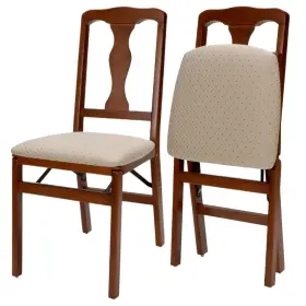 Meco 042952133214 Stakmore Queen Anne Folding Chair Cherry Finish Set Of 2