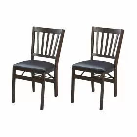 0550.6k972-u-b Meco Stakmore Wood Upholstered Seat Folding Chair Set Espresso 2 Pack Used