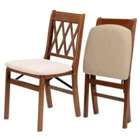 Meco 792790222006 Stakmore Lattice Back Folding Chair Finish Set Of 2 Fruitwood