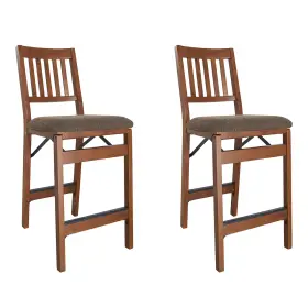 C450.8e842-u-b Meco Fabric Upholstered Seat Folding Counter Stools Espresso 2 Pack Used
