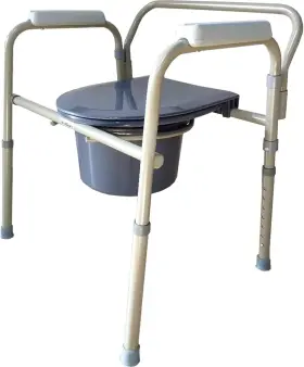M006 Medokare 737787294512 Steel Bedside Commode Chair With Handles And Bucket For Adults Foldable