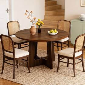 Megachoice Asz94yjq9fd Rr2hupwc4aaj Round Dining Table For 43.3-inch Diameter X 30.7-inch Height Walnut