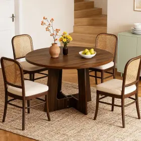 Rr2hupwc4aaj Megachoice Asz94yjq9fd Round Dining Table For 43.3-inch Diameter X 30.7-inch Height Walnut