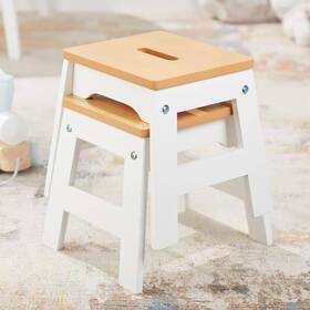 Melissa & Doug 80600363 And Wooden Stools - Set Of 2 White/natural