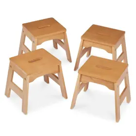 80600373 Melissa & Doug And Wooden Stools - Set Of 4 Natural