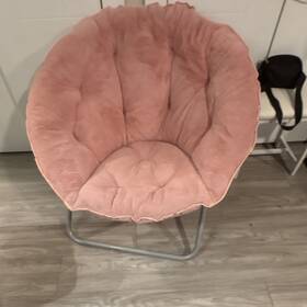 Members Mark Ut-2988 Cn Dusty Rose Foldable Saucer Chair Metal Frame Upholstered Polyester Indoor
