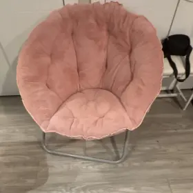 Ut-2988 Members Mark Cn Dusty Rose Foldable Saucer Chair Metal Frame Upholstered Polyester Indoor