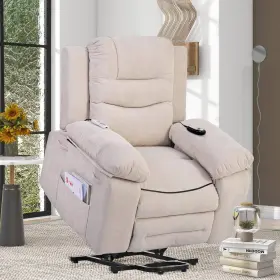 Cj012aaa Merax Beige Linen Standard No Motion Recliner With Power Lift