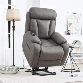 Gccpxn111170 Merax Dark Gray Polyester Power Lift Recliner With Remote Control