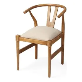 67829 Mercana Furniture And Decor Merana Trixie I Light Brown Wooden Frame Natural Linen Seat Dining Chair