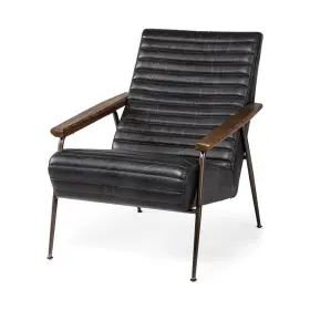 69132 Mercana Furniture And Decor Grosjean Black Leather Wrap Metal Frame Accent Chair