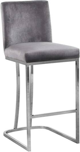 Meridian 708grey-c Furniture Heidi Collection Modern Polished Chrome Metal Legs Grey