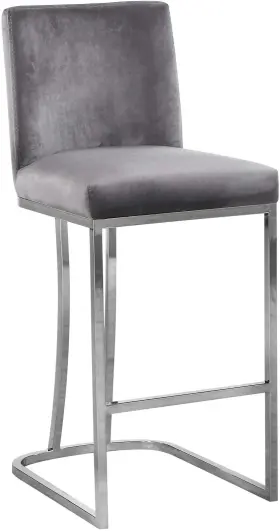 708grey-c Meridian Furniture Heidi Collection Modern Polished Chrome Metal Legs Grey