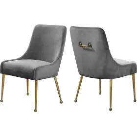 744grey Meridian Owen Collection Modern Contemporary Velvet Upholstered Dining Chair With Po