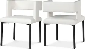 Meridian 753359806228 Caleb Collection Modern Contemporary Upholstered Dining Chair With Squared