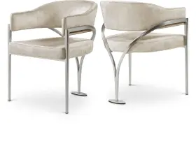 Meridian Furniture 094308272085 554stone-c Madelyn Collection Modern Contemporary Velvet Upholstered Dining