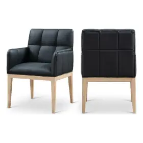 Meridian Furniture 094308346472 Adrian Black Vegan Leather Dining Arm Chair Set Of 2