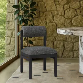Meridian Furniture 094308346786 Roundhill Black Linen Textured Fabric Dining Chair Set Of 2