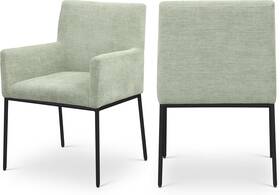 Meridian Furniture 11001mint-c Reeves Dining Chair Soft Mint Green Chenille 2pk